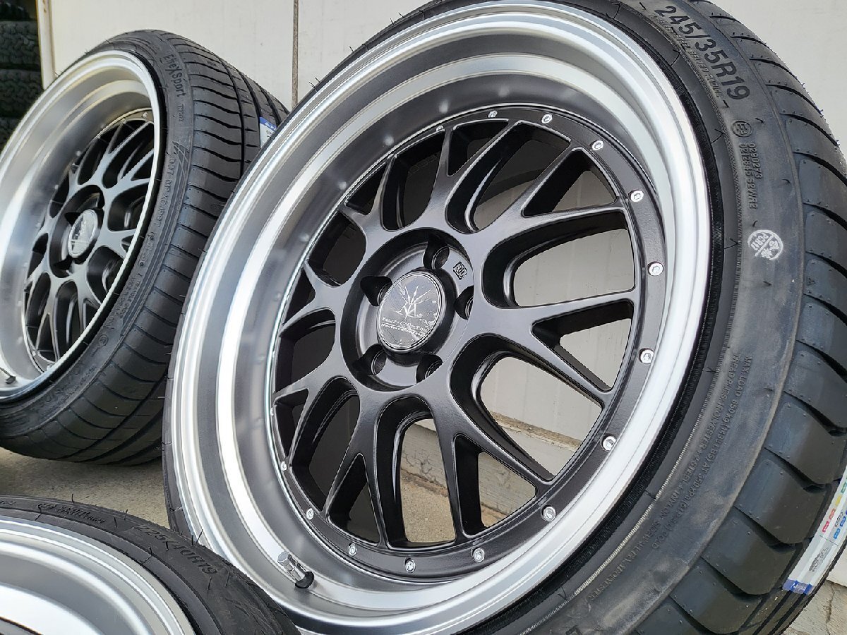 ヴェルファイア アルファード クラウン アリスト フーガ Y50 Y51 深リム タイヤホイールセット 19インチ BD00 特選タイヤ 新品4本セット拍卖