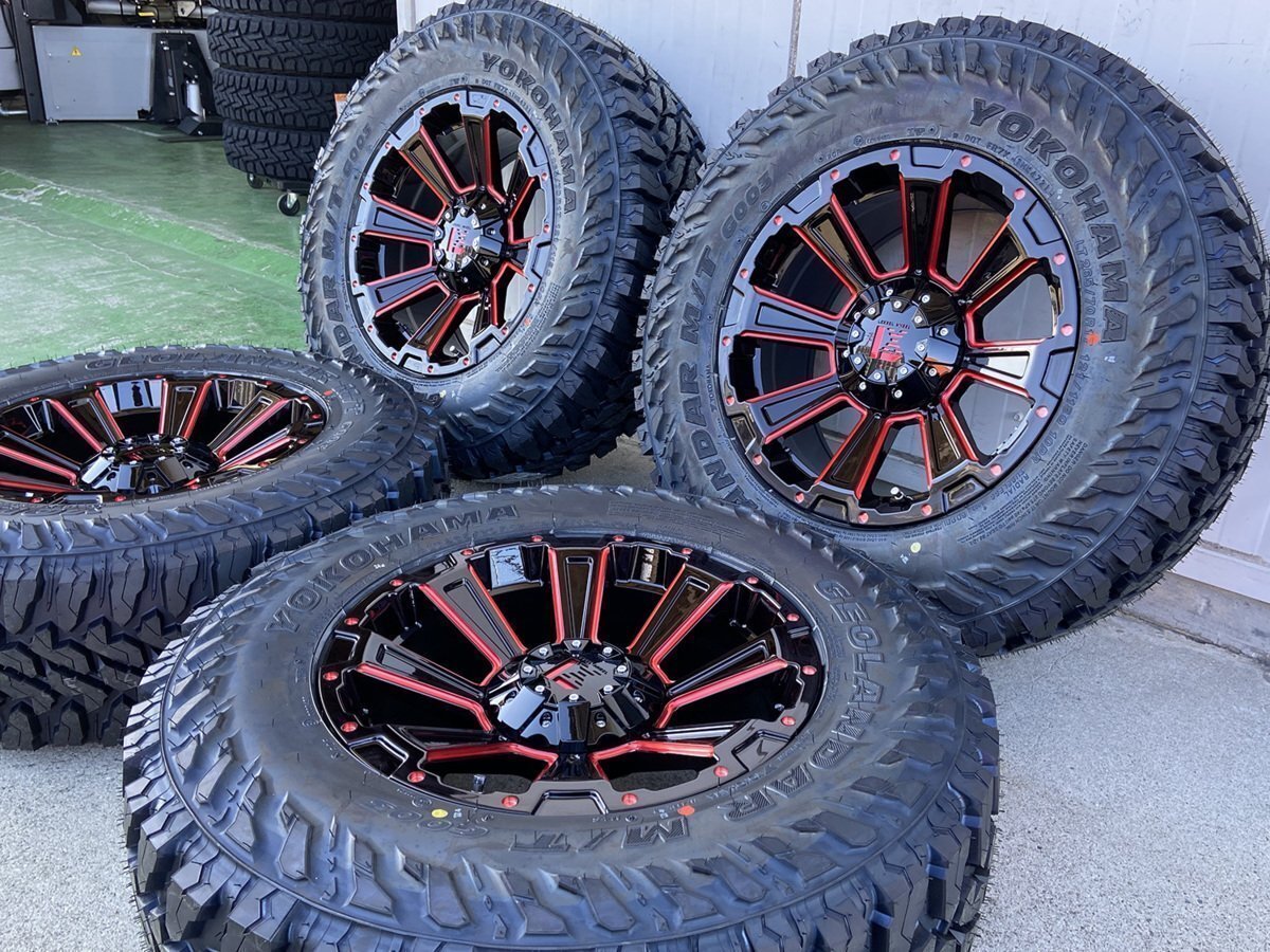 120 150 プラド ハイラックス サーフ FJクルーザー H3 ヨコハマ ジオランダー MT G003 265/70R17 285/70R17 17インチ DeathRock レッド系拍卖