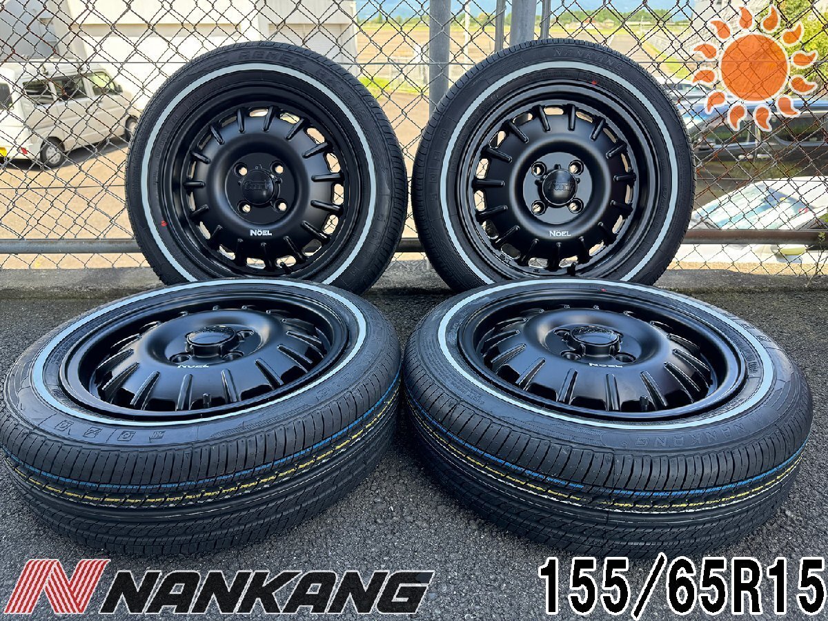 レトロ風 軽自動車 タイヤホイール 14インチ 4本セット ラパン ミラジーノ アルト N-ONE ナンカン RX615 155/65R14 ホワイトリボンタイヤ拍卖
