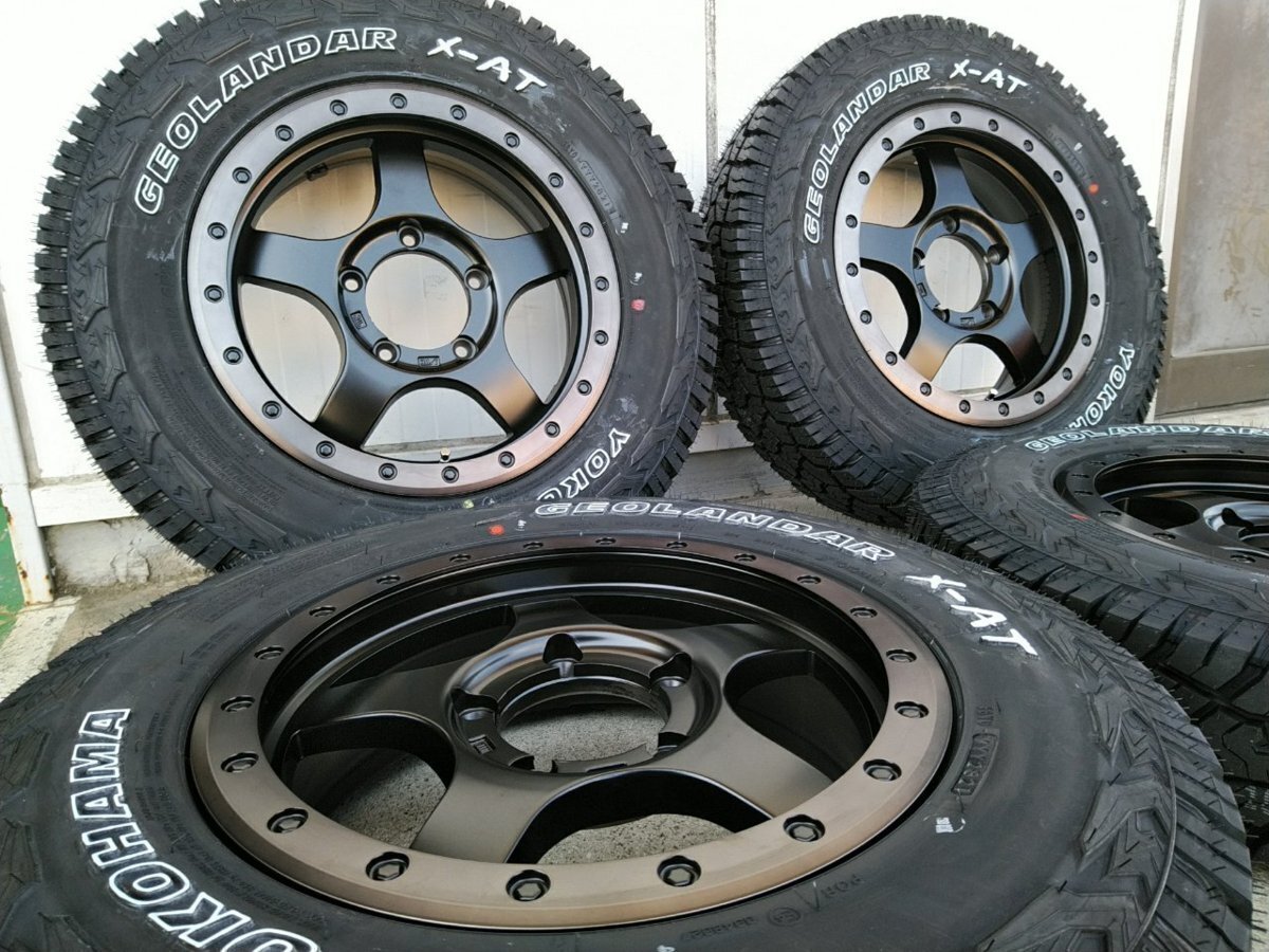 195R16 ヨコハマ ジオランダー X-AT ホワイトレター ジムニー タイヤホイールセット 16インチ BDX05拍卖