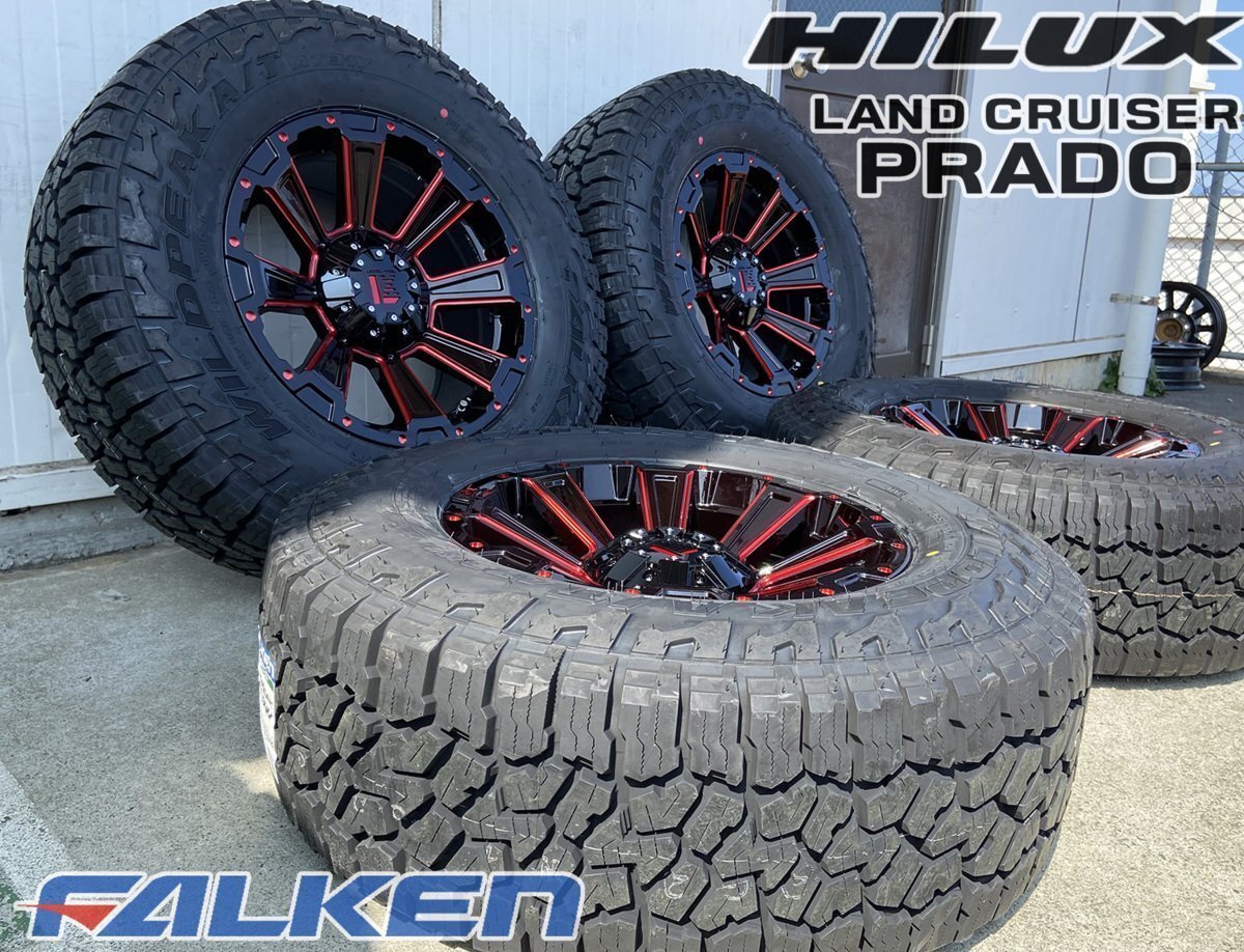 120 150 プラド サーフ ハイラックス FJ タイヤホイール FALKEN WILDPEAK AT3W 265/70R17 新品4本セット 17インチ DeathRock拍卖