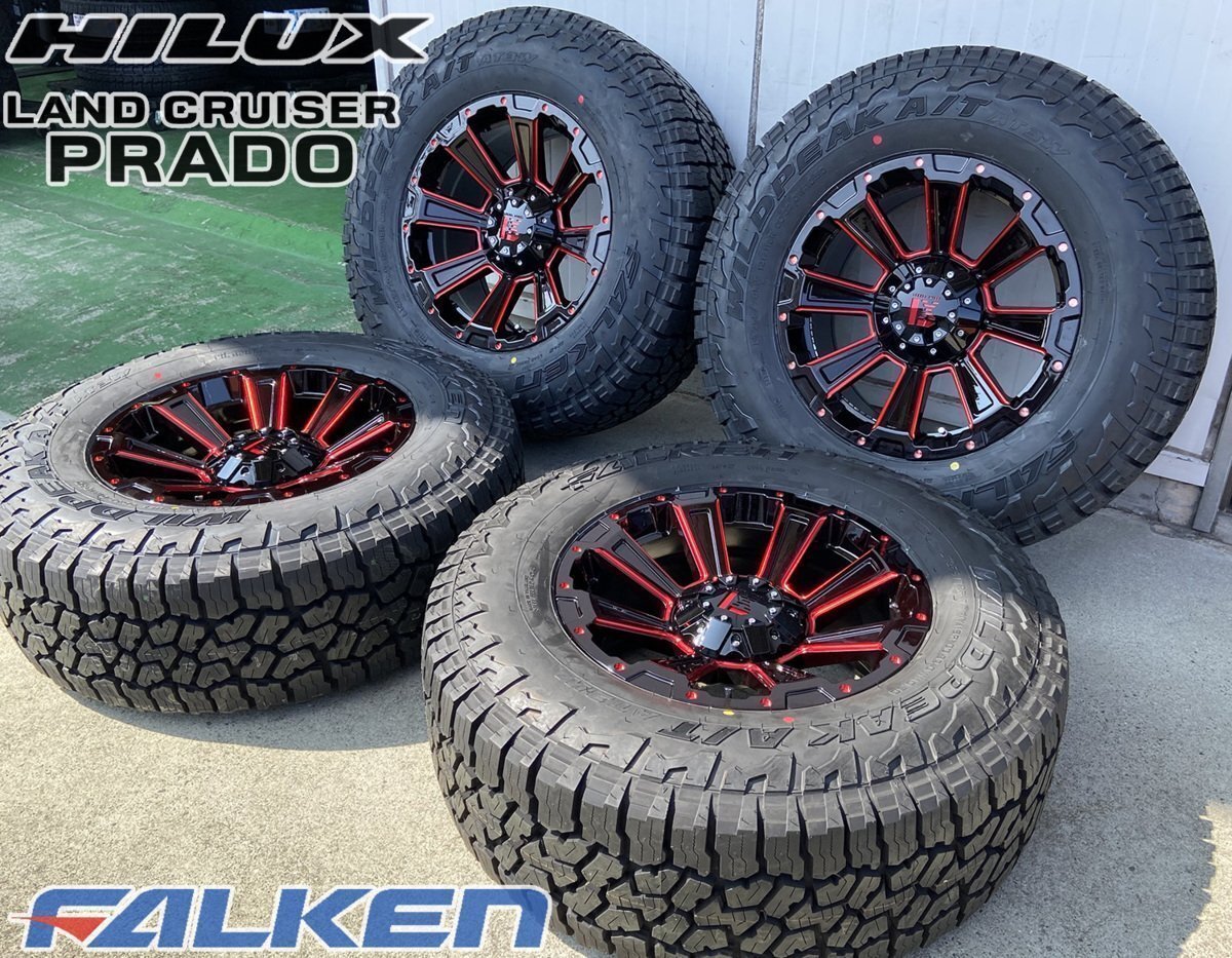 120 150 プラド サーフ ハイラックス FJ タイヤホイール FALKEN WILDPEAK AT3W 265/70R17 新品4本セット 17インチ DeathRock拍卖