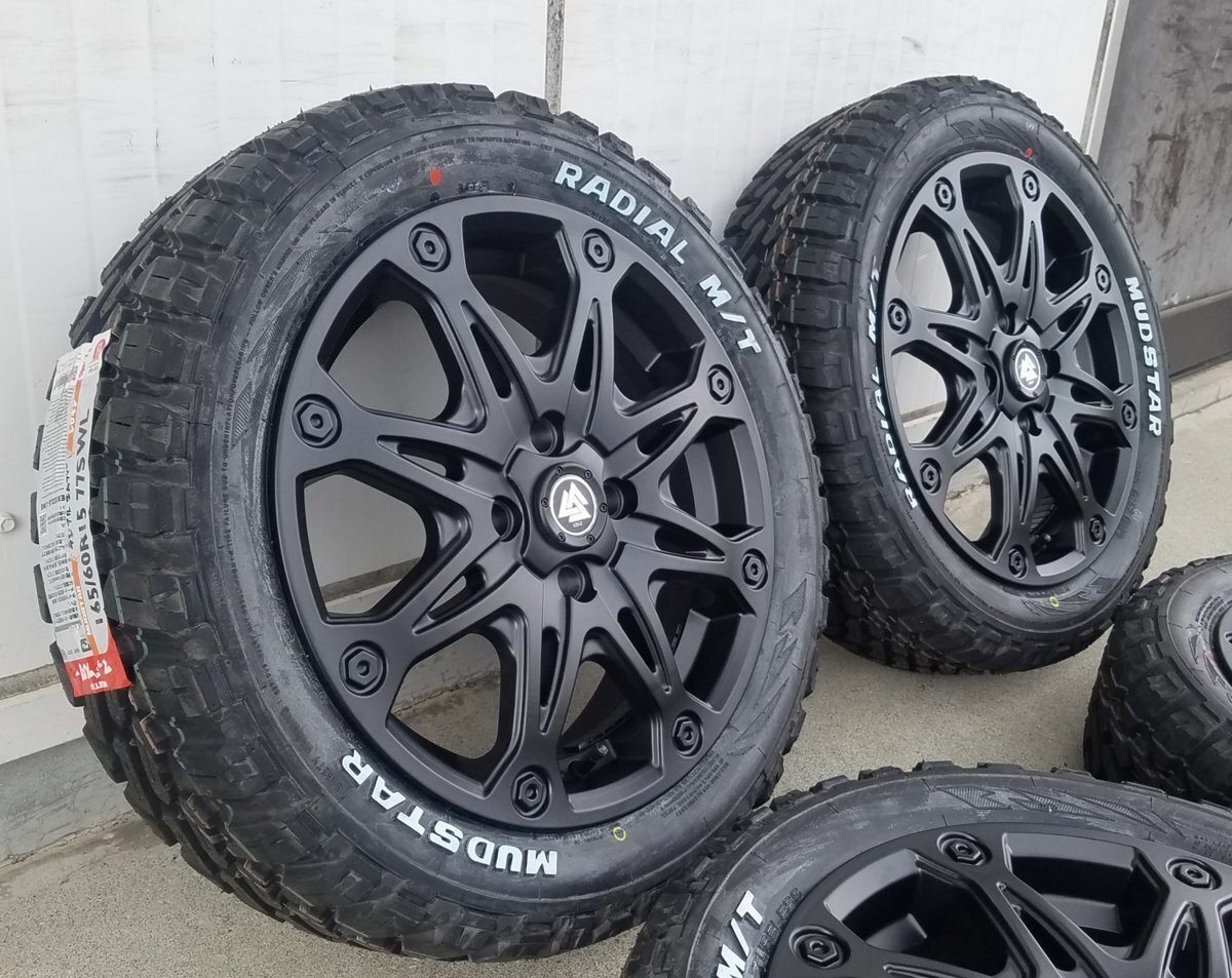 ハイゼットジャンボ エヴリィ ウェイク ハスラー マッドスター ラジアル MT 165/60R15 タイヤホイール 15インチ ホワイトレター拍卖