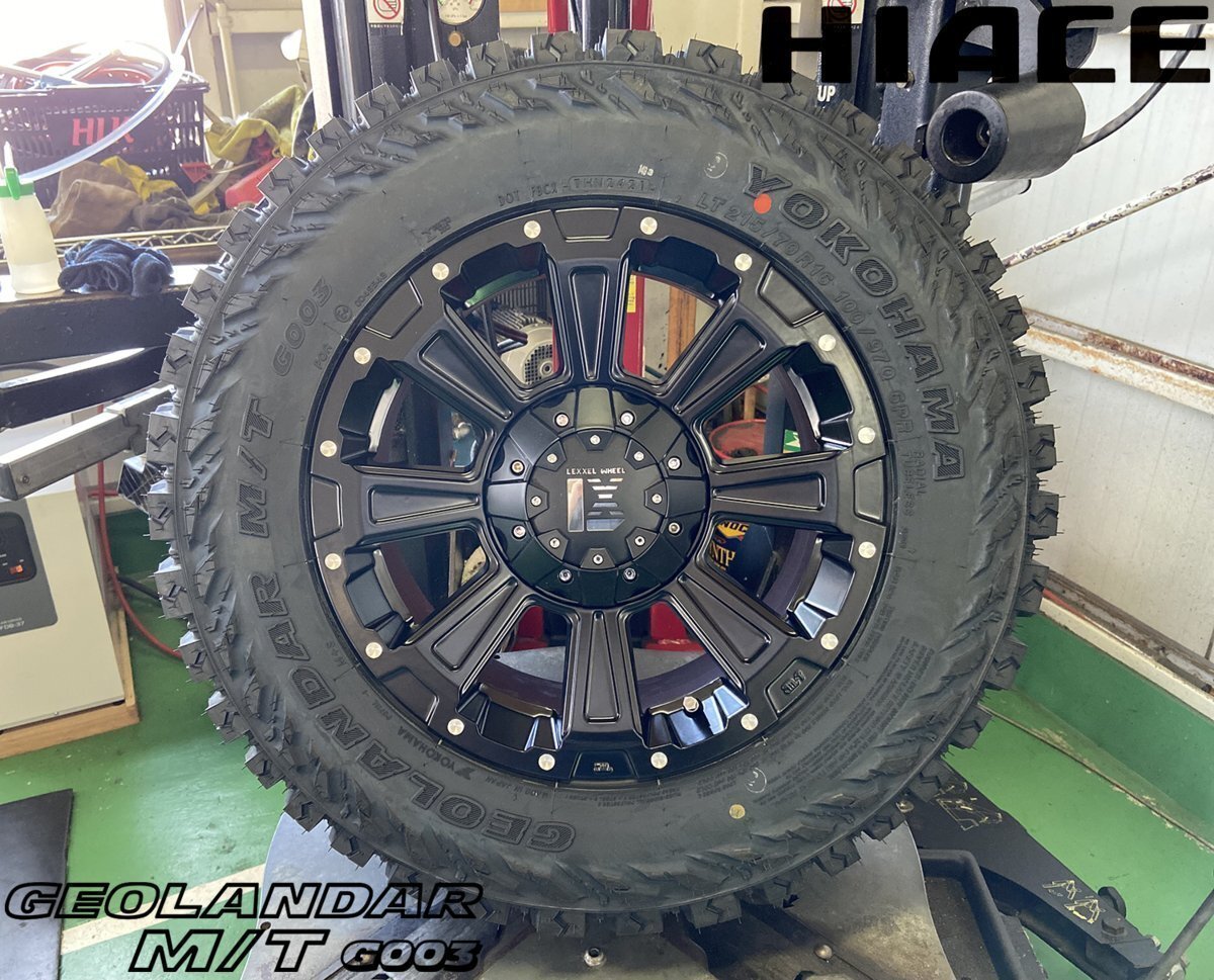 イチオシ 200系ハイエース レジアスエース LEXXEL DeathRock デスロック ヨコハマ ジオランダーMT G003 215/70R16 タイヤホイール 16インチ拍卖