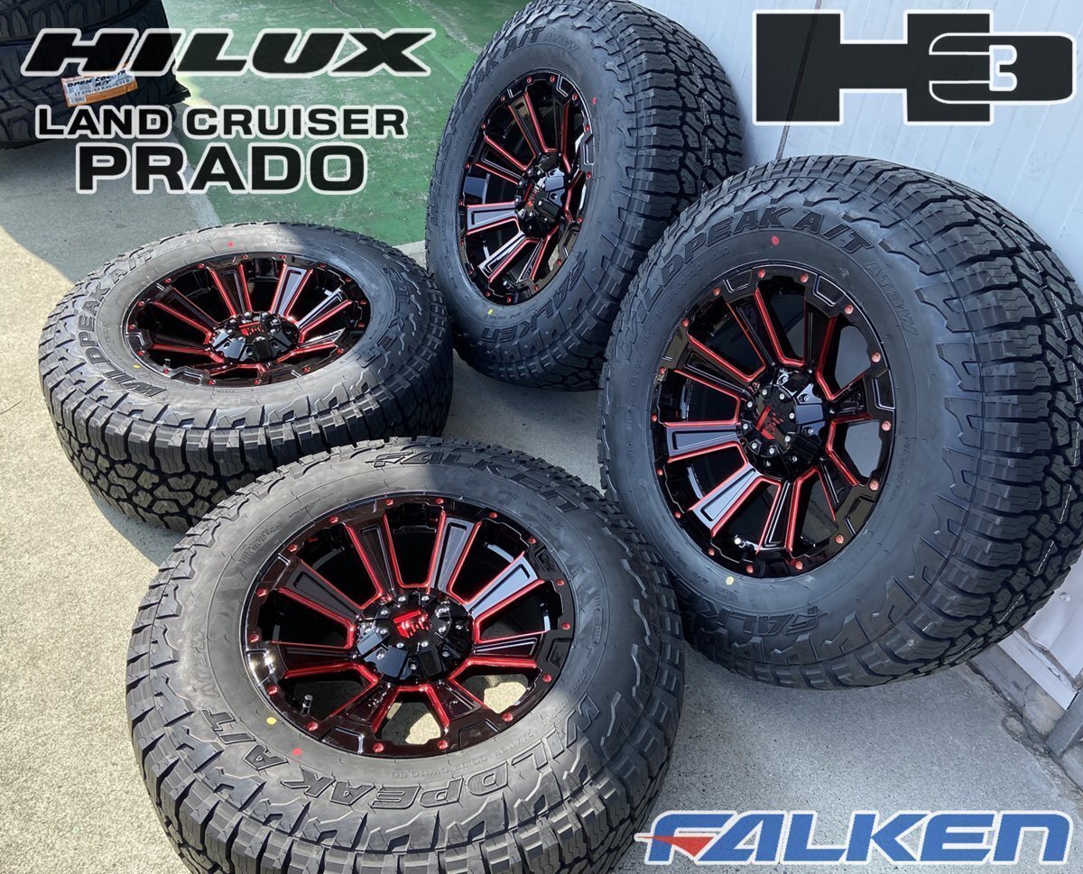120 150 プラド サーフ ハイラックス FJ タイヤホイール FALKEN WILDPEAK AT3W 265/70R17 新品4本セット 17インチ DeathRock拍卖