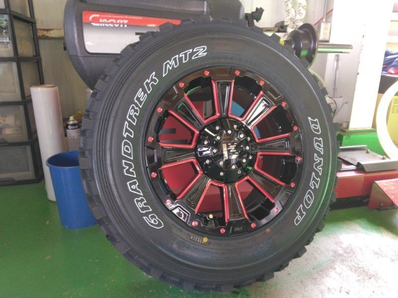 デリカ D5 RAV4 新品 タイヤホイールセット 225/75R16 ダンロップ グラントレック MT2 16インチ レクセル DeathRock デスロック拍卖
