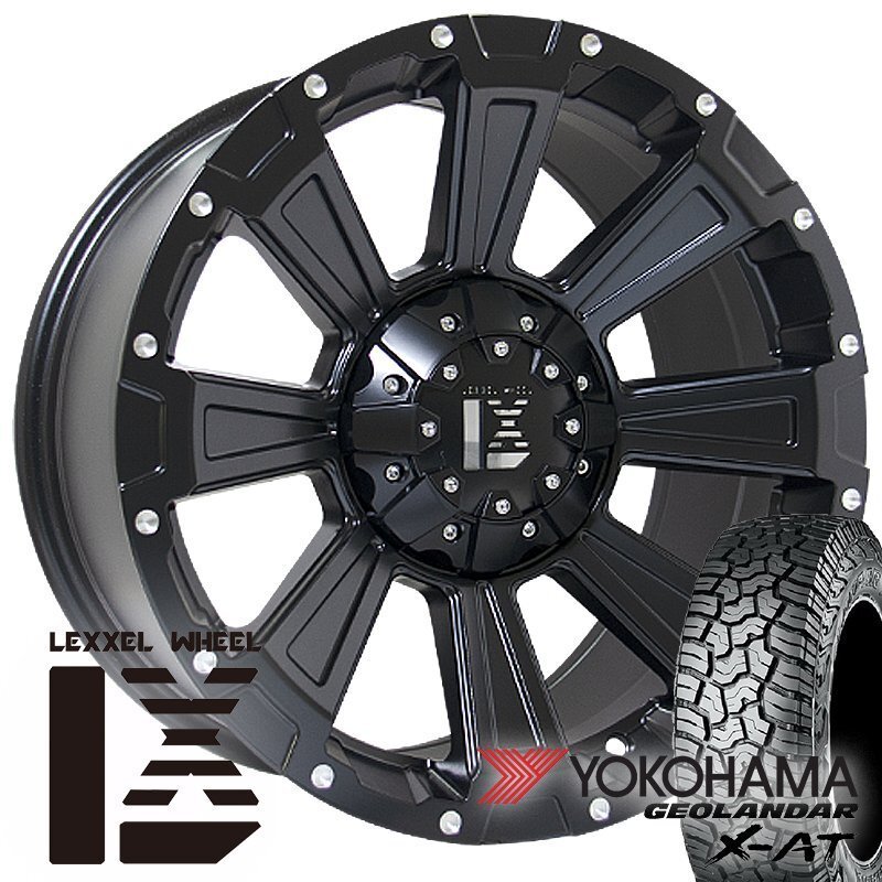リフトアップ車 デリカD5 17インチ タイヤホイールセット 4本セット 1台分 ヨコハマ ジオランダーX-AT 245/65R17 ホワイトレター DeathRock拍卖