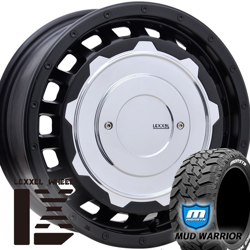 新品タイヤホイール ジムニー シエラ JB74W LEXXEL SwaGGer Old style MONSTA MUDWARRIOR 215/70R16 ホワイトレター 16インチ拍卖