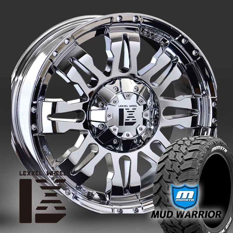 Jeep JL JK ラングラー タイヤホイール モンスタ マッド 265/65R17 265/70R17 ホワイトレター 17インチ Balano メッキ拍卖