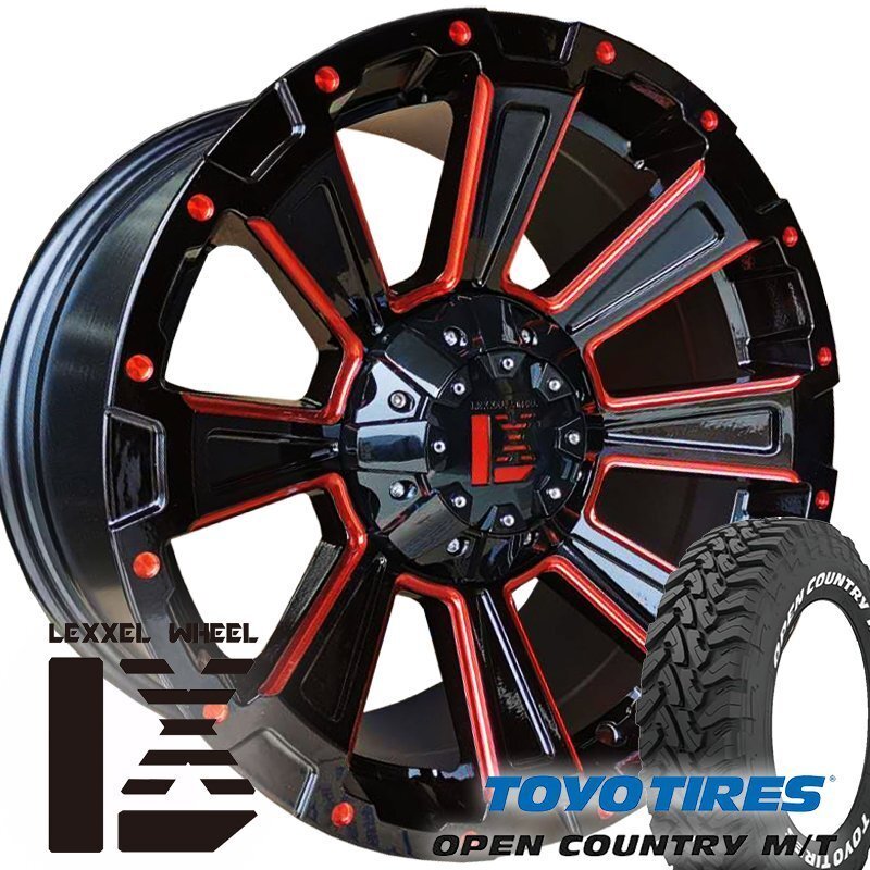 レッド LEXXEL DeathRock サーフ プラド ハイラックス H3 FJ 17インチ トーヨー オープンカントリーMT 265/65R17 265/70R17拍卖