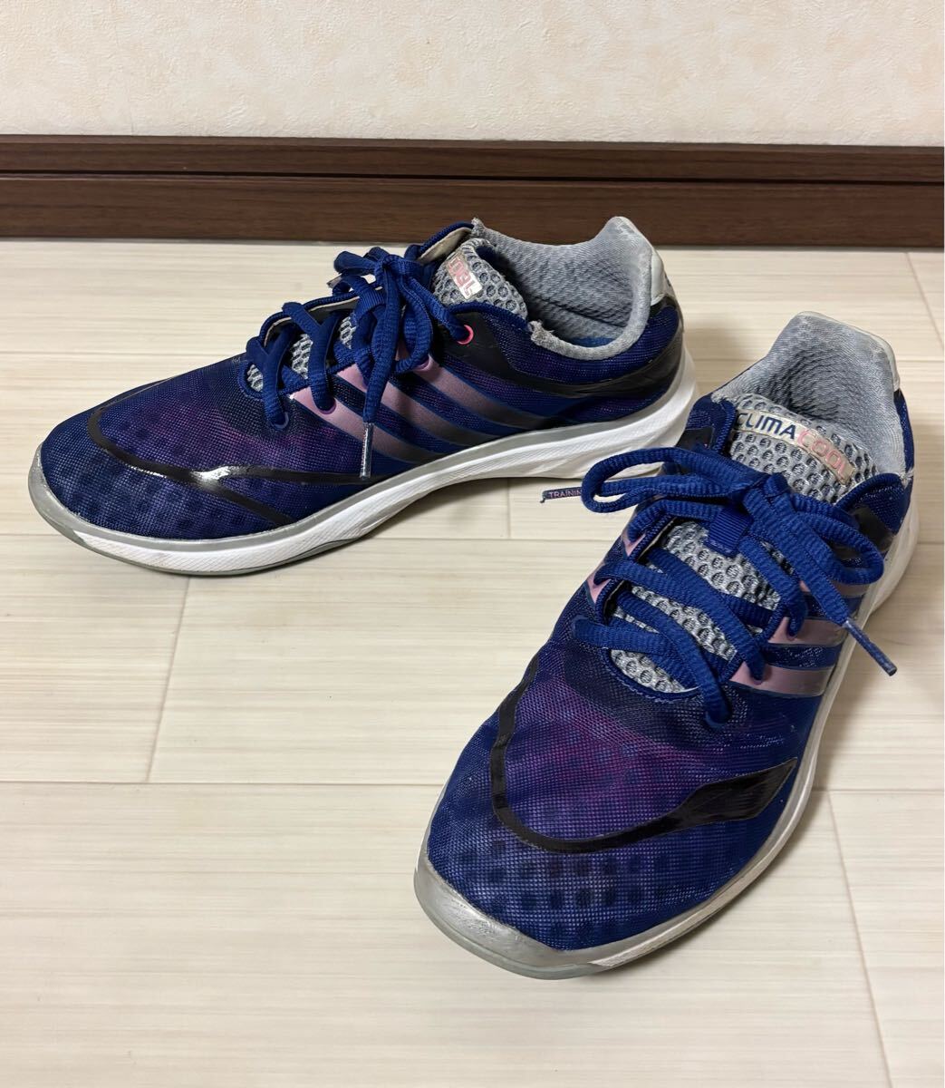 ● adidas CLIMACOOL アディダス メンズ レディース 24.0cm パープル ブルー 紫青 軽量 メッシュ スニーカー シューズ 靴拍卖