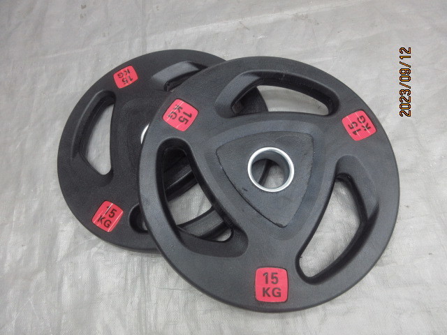 ■送料無料■新品■15kg 2枚 合計30kg セット ウエイトプレート オリンピックシャフト 50mm プレート ダンベル バーベル ジム■拍卖
