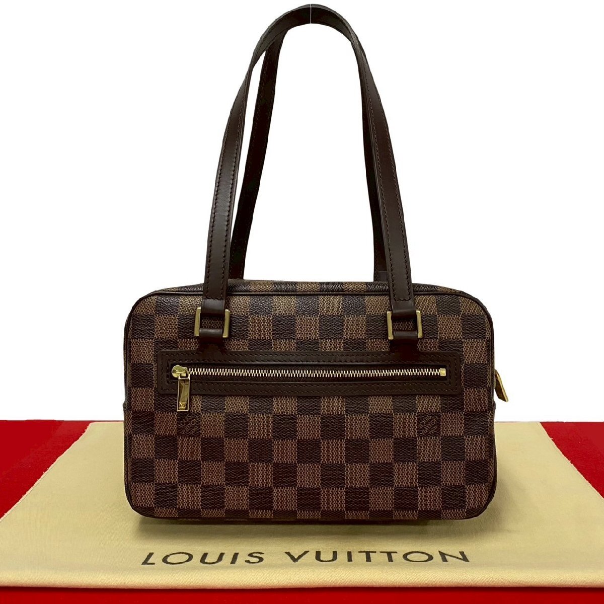 極 美品 LOUIS VUITTON ルイヴィトン シテ MM ダミエ レザー 本革 セミ ショルダーバッグ ボストンバッグ ハンドバッグ ブラウン 408-9拍卖