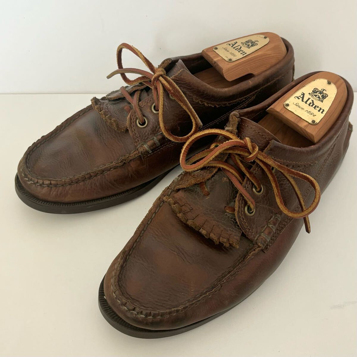 YUKETEN ユケテン レザー キルト モカシン デッキシューズ ブラウン 26.0cm程度 USA製拍卖
