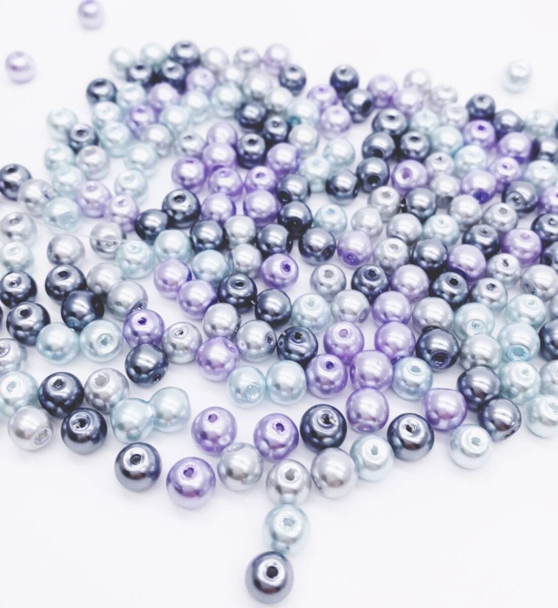 アクセサリー パーツ ハンドメイド ガラスパールビーズ 6mm ランダムミックス  グレーパープル拍卖