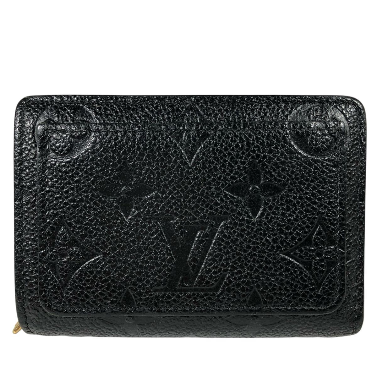 【ルイヴィトン】本物 LOUIS VUITTON ポルトフォイユクレア 2つ折り財布 モノグラム アンプラント レザー コンパクトウォレット ノワール拍卖