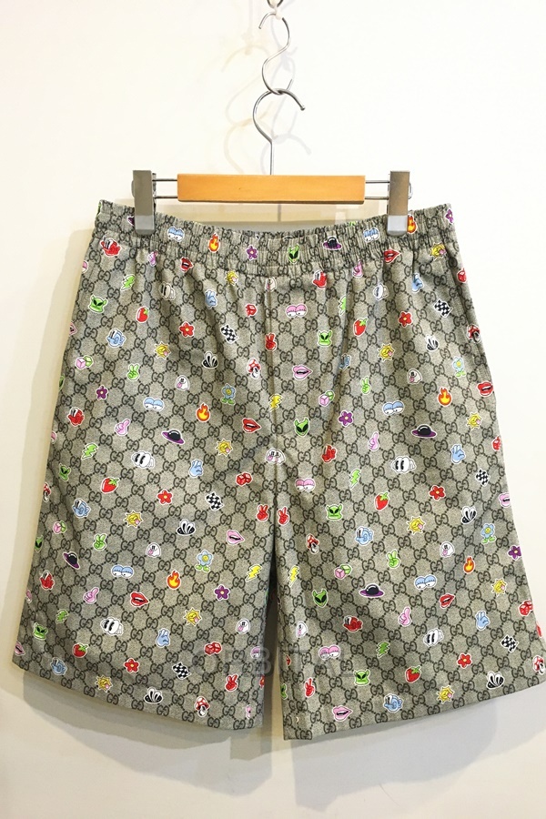 二子玉) GUCCI グッチ タグ付 未使用 プリント コットンポプリンショーツ 781329 ZAQD8 メンズ 46 国内正規拍卖