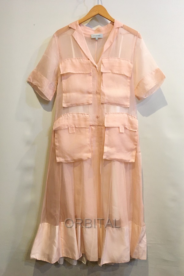 二子玉) Lee Mathews リーマシュー シルクシアーロングワンピース ピンク レディース 0 インナー付 ビームス扱 美品拍卖