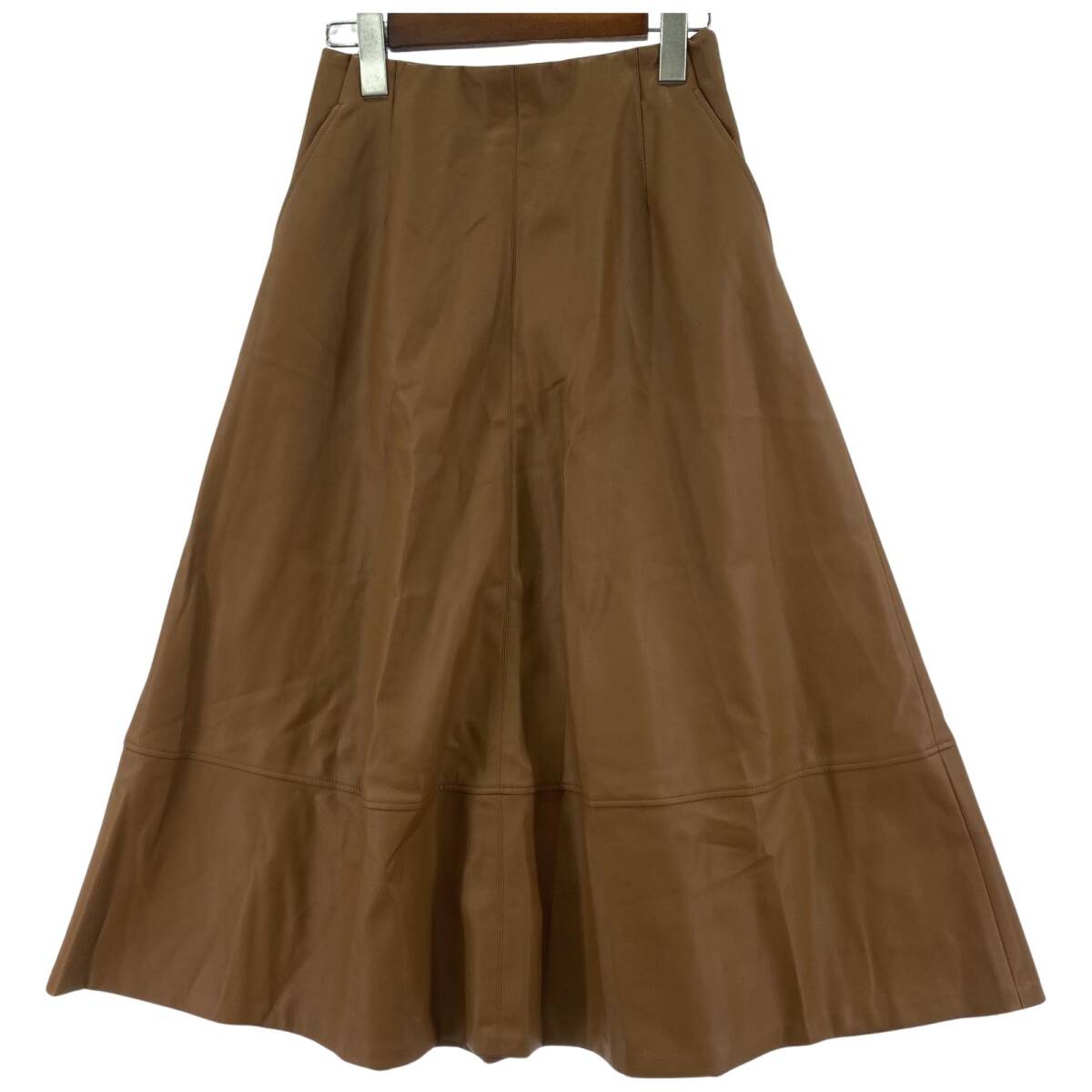 INDIVI インディヴィ フェイクレザー ロングスカート size36/ブラウン拍卖