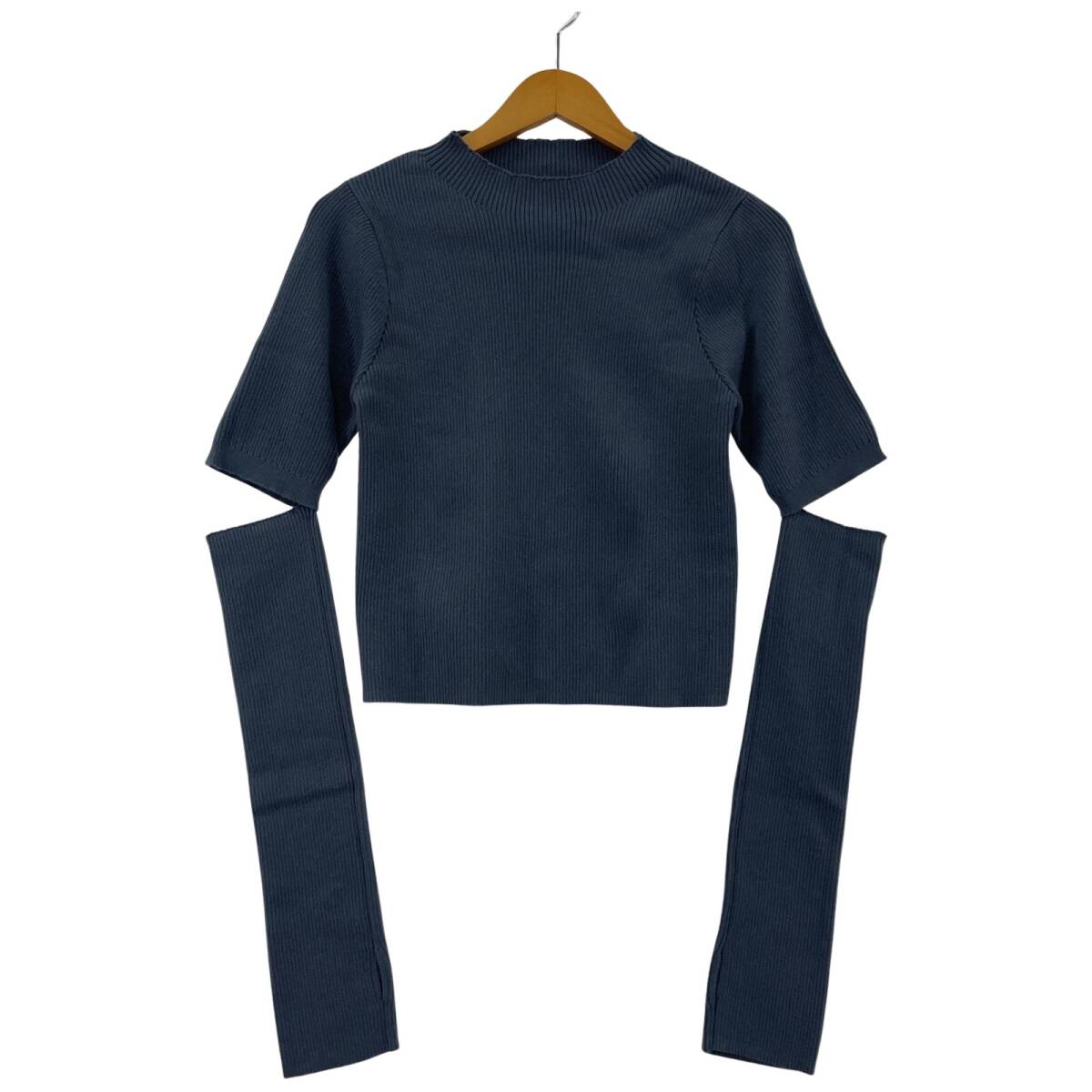 Chico チコ 2wayスリーブ リブニット カットソー sizeF/ブルー拍卖