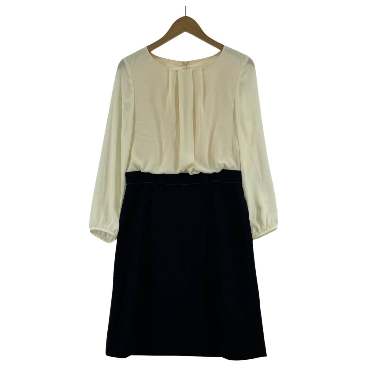 NATURAL BEAUTY BASIC ナチュラルビューティーベーシック ドッキング ワンピース sizeM/アイボリー×ネイビー拍卖