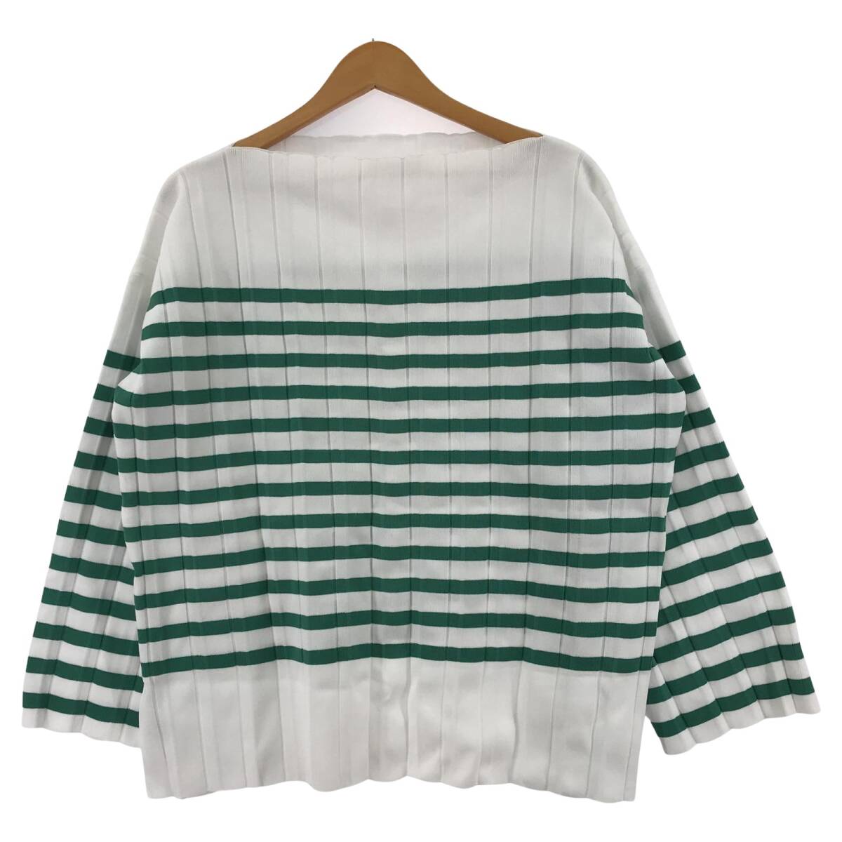 B:MING by BEAMS ビーミングバイビームス ボーダー ニット sizeONE/ホワイト×グリーン拍卖