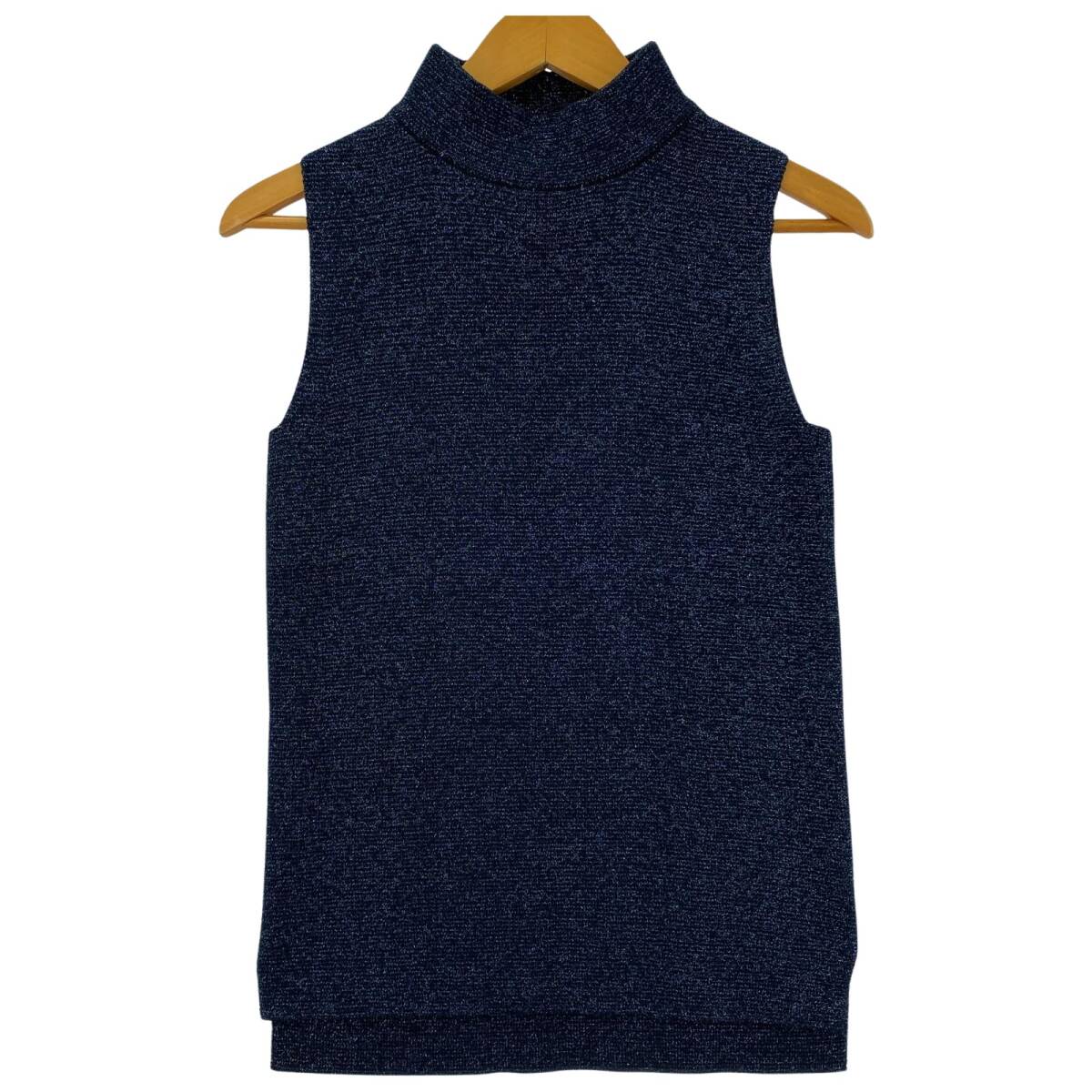 BANANA REPUBLIC バナナリパブリック ラメ ノースリーブ ニット sizeXS/ネイビー系 ゆうパケットOK拍卖
