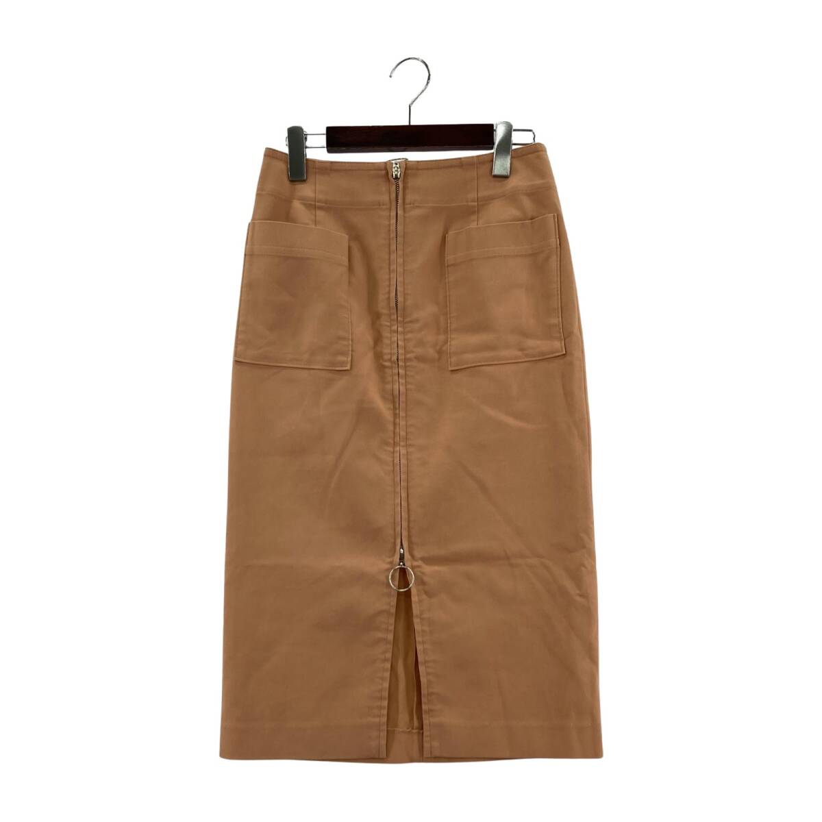 NOBLE ノーブル フロントジップ タイト スカート size38/オレンジ ゆうパケットOK拍卖