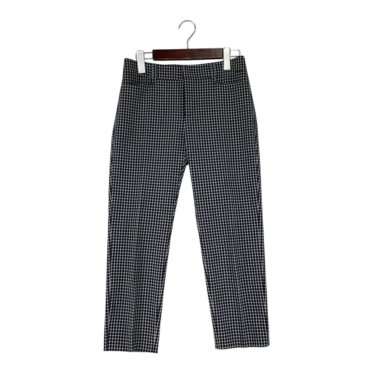 INDIVI インディヴィ チェック ローライズ カプリ パンツ size38/ネイビー拍卖
