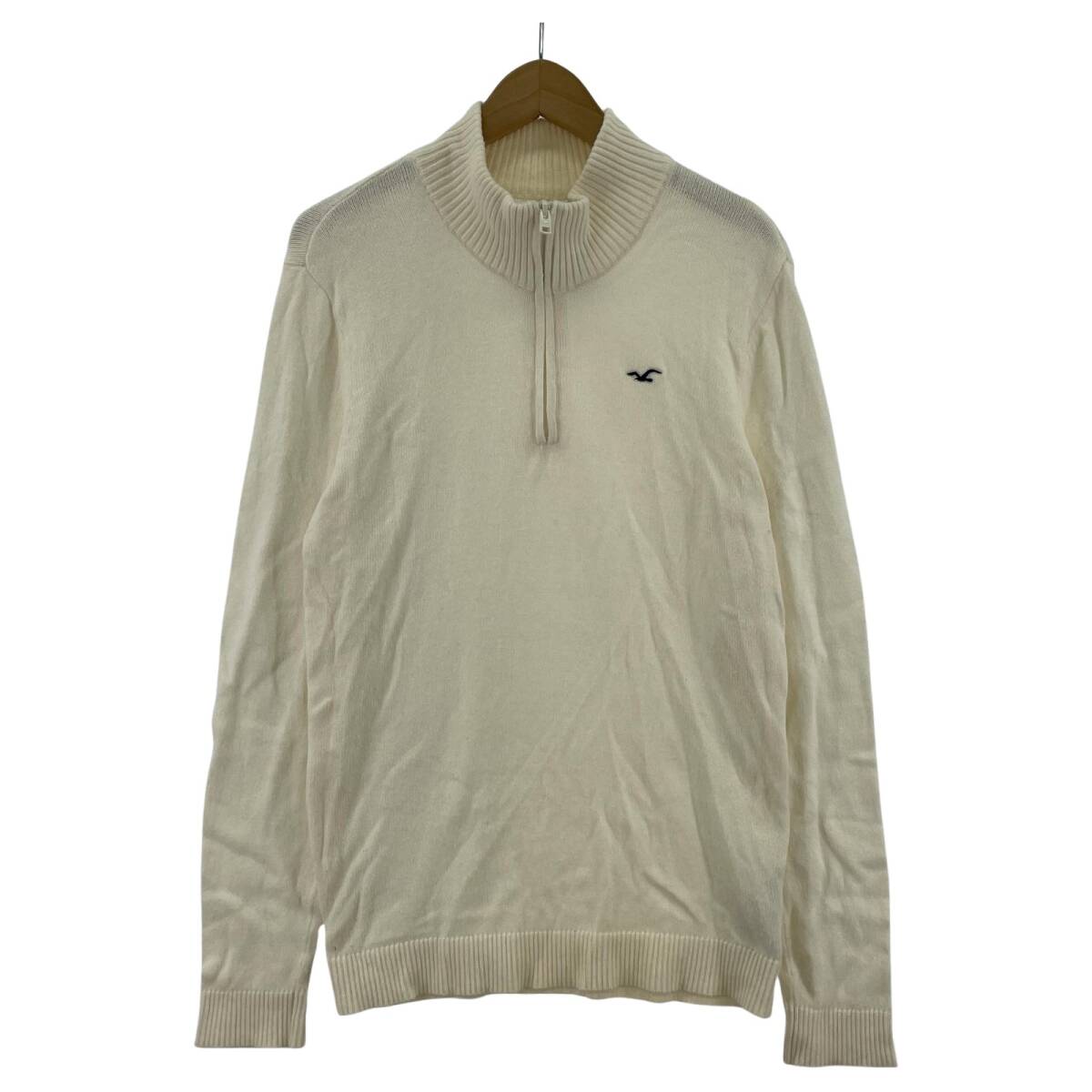Hollister ホリスター ハーフジップ ニット sizeS/ホワイト拍卖