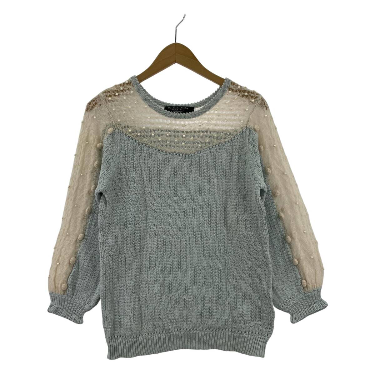 RNA アールエヌエー パール クルーネック ニット sizeM/ライトブルー系拍卖
