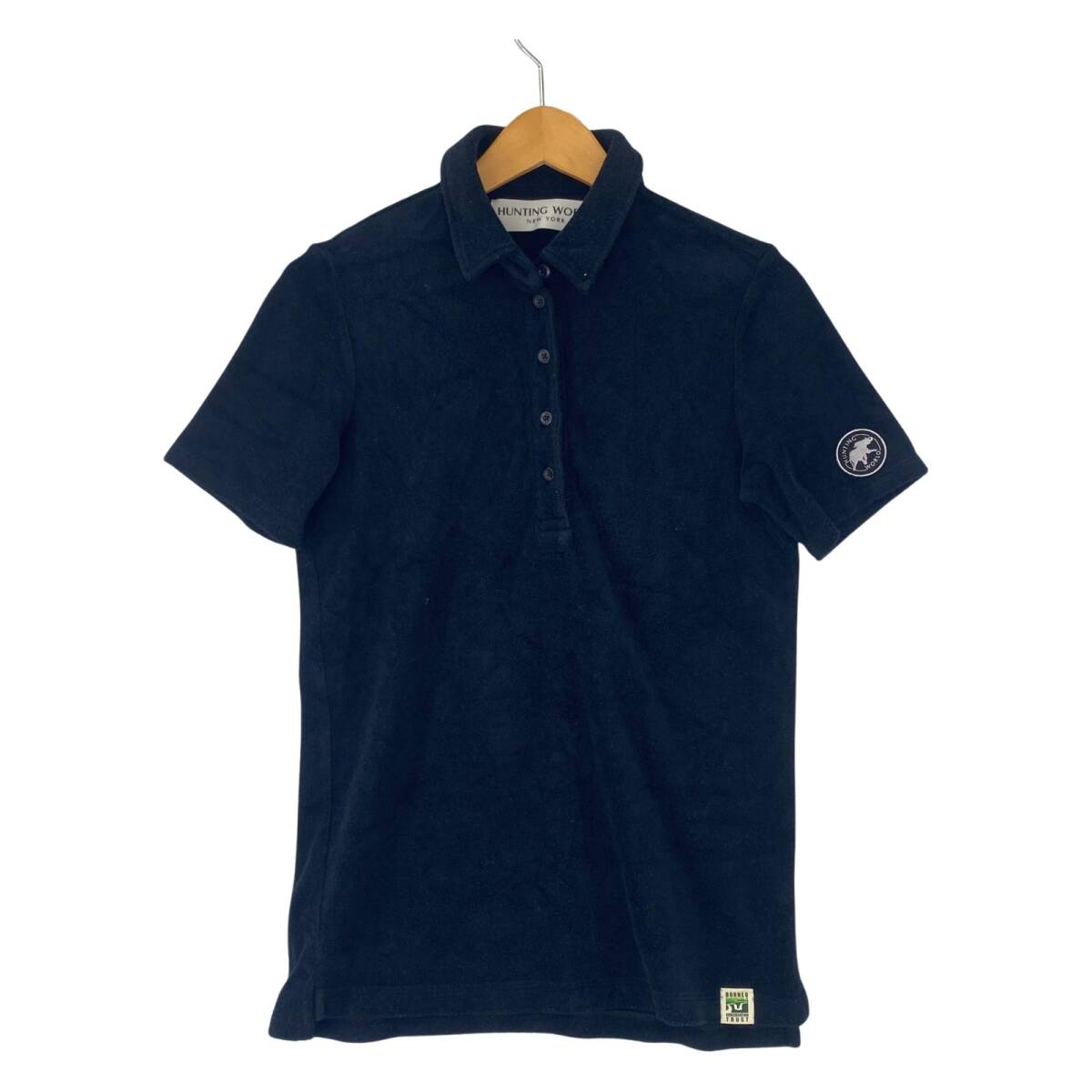 HUNTING WORLD ハンティングワールド パイル地 ポロシャツ sizeS/ブラック拍卖