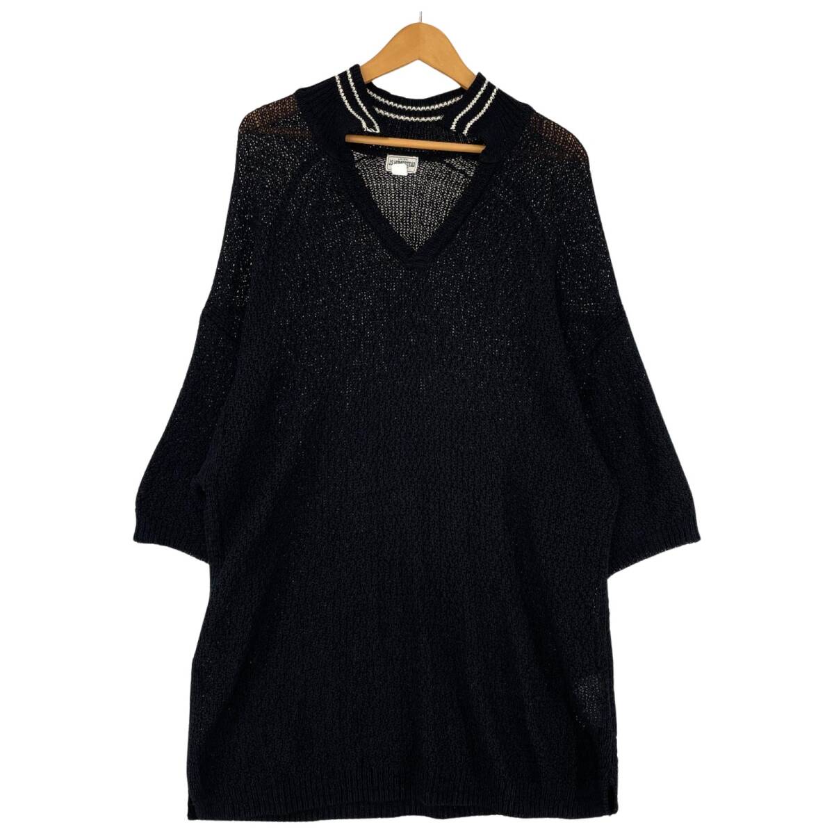 J.S.HOMESTEAD 透かし編み スキッパー ニット sizeL/ブラック拍卖