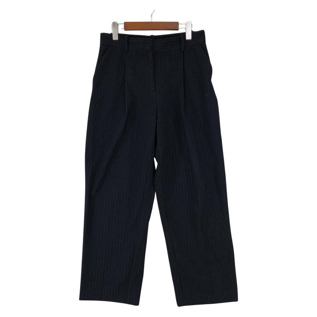 ZARA ザラ ストライプ ワイド テーパード スラックス パンツ sizeEUR M/ネイビー拍卖