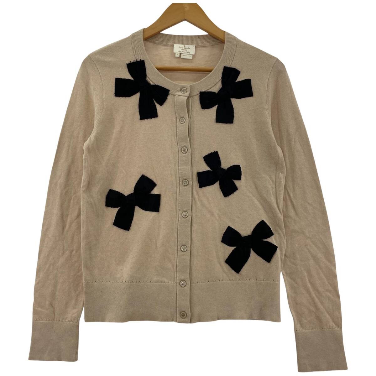 kate spade ケイトスペード リボン カーディガン sizeS/ベージュ ゆうパケットOK拍卖