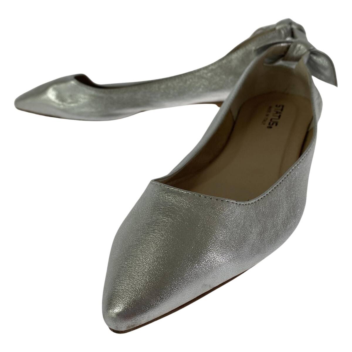 STATUS ステイタス フラット リボン ミュール size37/シルバー拍卖