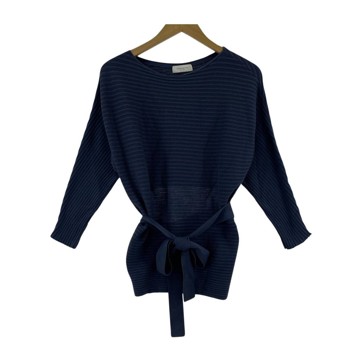 TOMORROWLAND トゥモローランド ランダムリブ ボートネック プルオーバー カットソー sizeF/ダークブルー拍卖