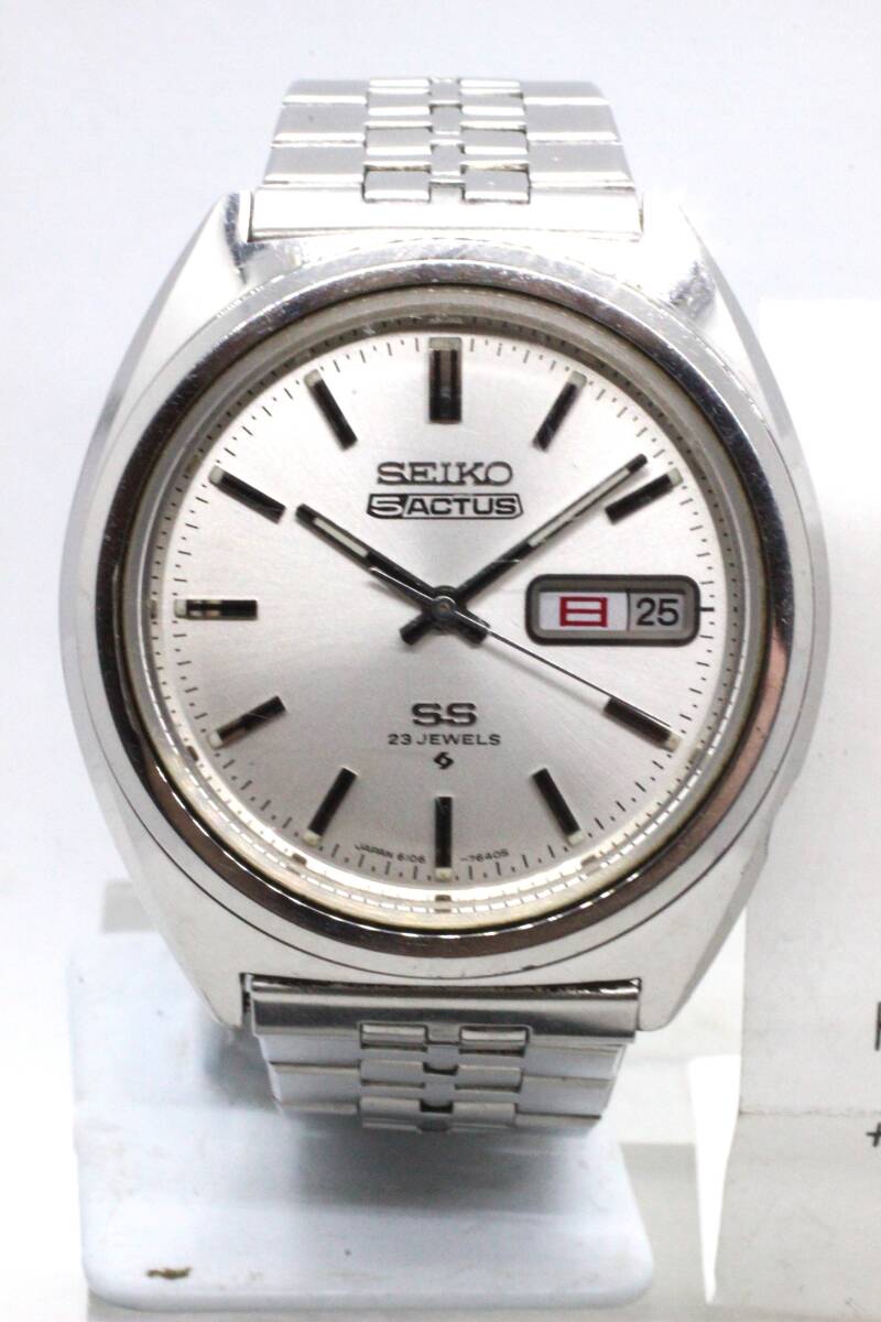 【SEIKO】5ACTUS SS AUTOMATIC 23 JEWELS6106-7520JAPANU STAINLESS STEEL中古アンティーク時計分解掃除済み+未使用牛革ベルト付 25.5.25 拍卖