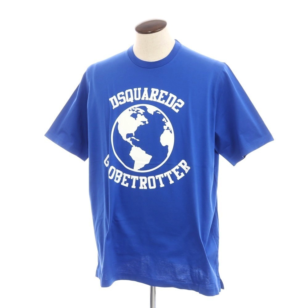 【新品】ディースクエアード DSQUARED2 コットン クルーネック 半袖Tシャツ ブルー【サイズL】拍卖