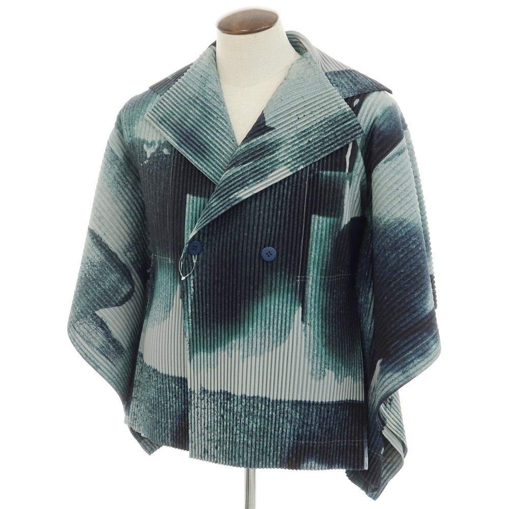 【中古】オム プリッセ イッセイミヤケ HOMME PLISSE ISSEY MIYAKE 2025年春夏 プリーツ加工 ブルゾン グレーxグリーン【L位】 CPD拍卖