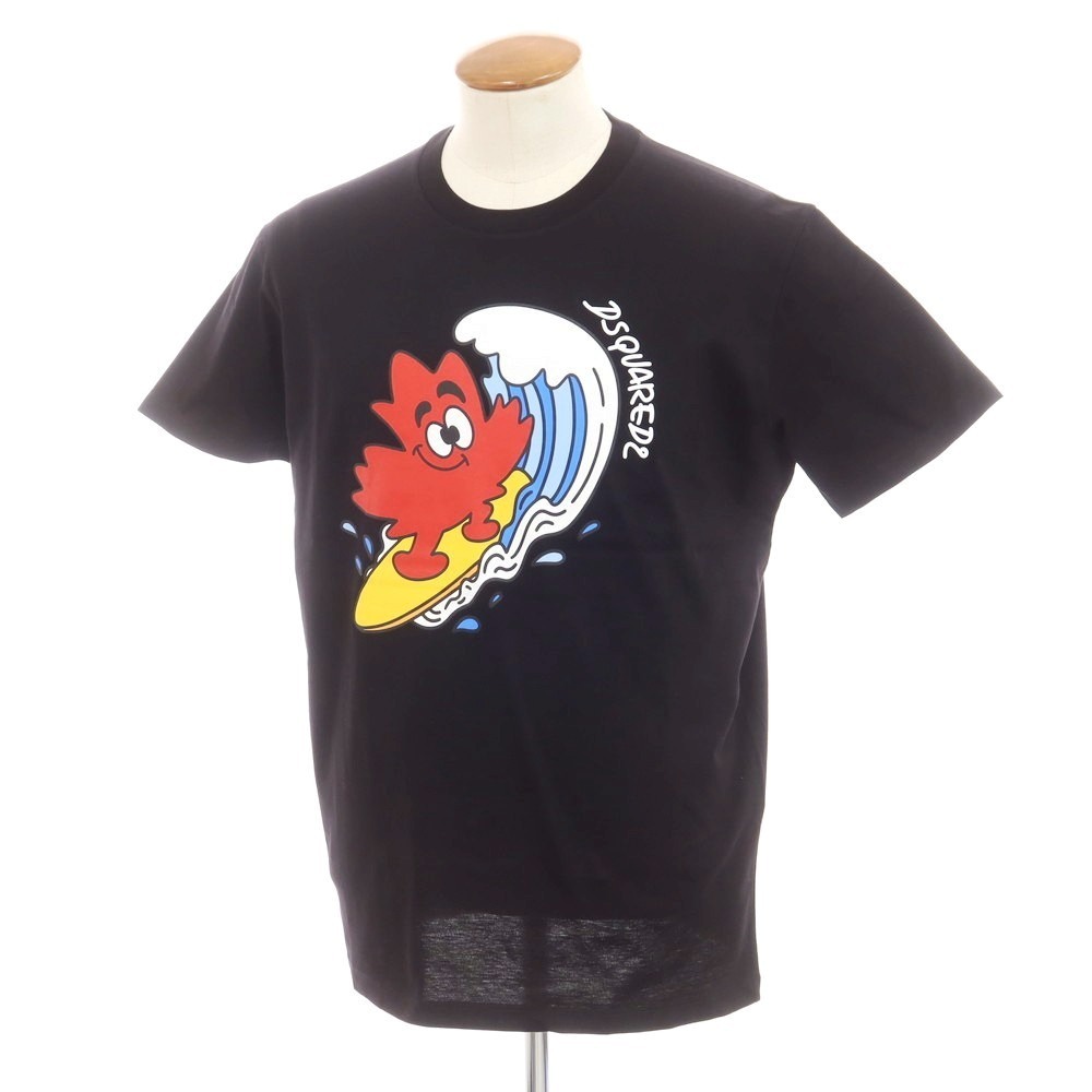 【新品】ディースクエアード DSQUARED2 コットン クルーネック 半袖Tシャツ ブラック【サイズL】拍卖