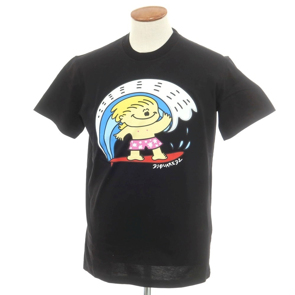 【新品】ディースクエアード DSQUARED2 コットン クルーネック 半袖Tシャツ ブラック【サイズM】拍卖