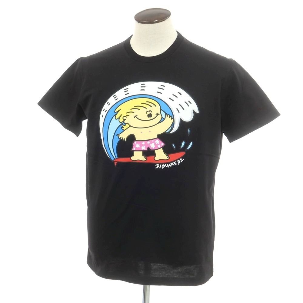 【新品】ディースクエアード DSQUARED2 コットン クルーネック 半袖Tシャツ ブラック【サイズL】拍卖