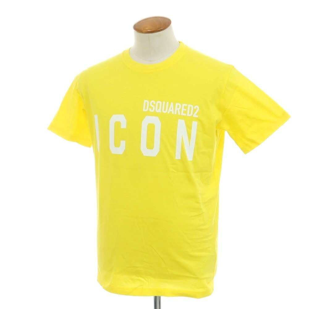 【新品】ディースクエアード DSQUARED2 コットン クルーネック 半袖Tシャツ イエロー【サイズM】拍卖