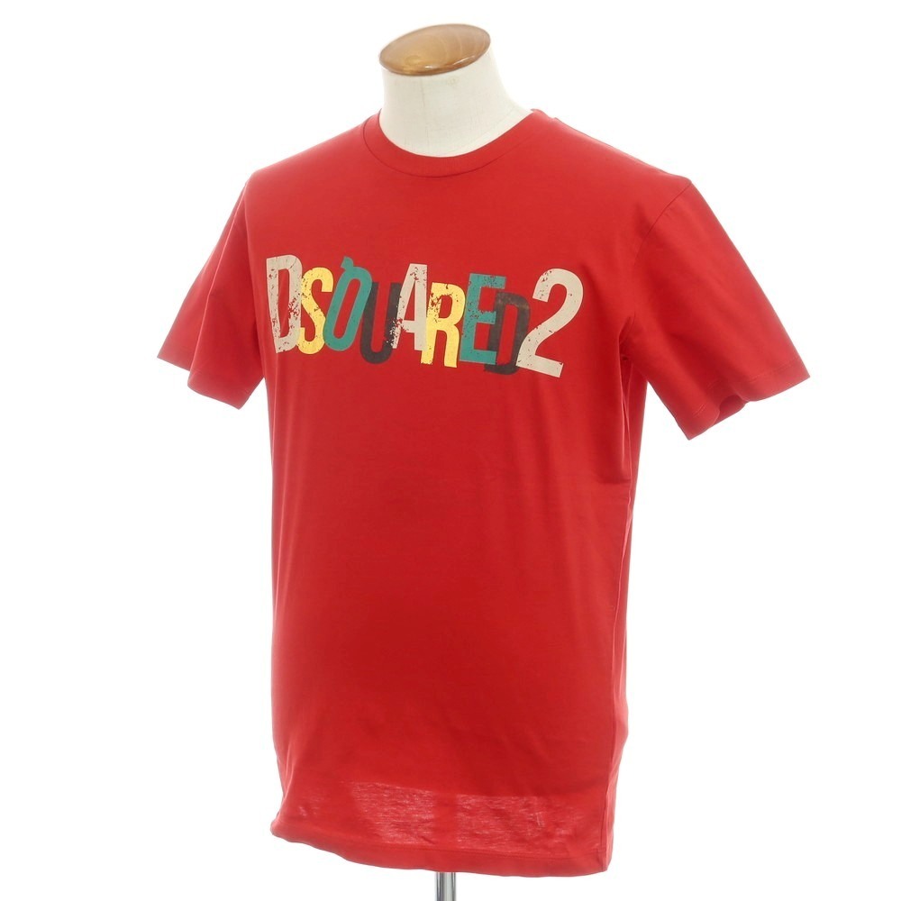 【新品アウトレット】ディースクエアード DSQUARED2 コットン クルーネック 半袖Tシャツ レッド【サイズM】 APD拍卖