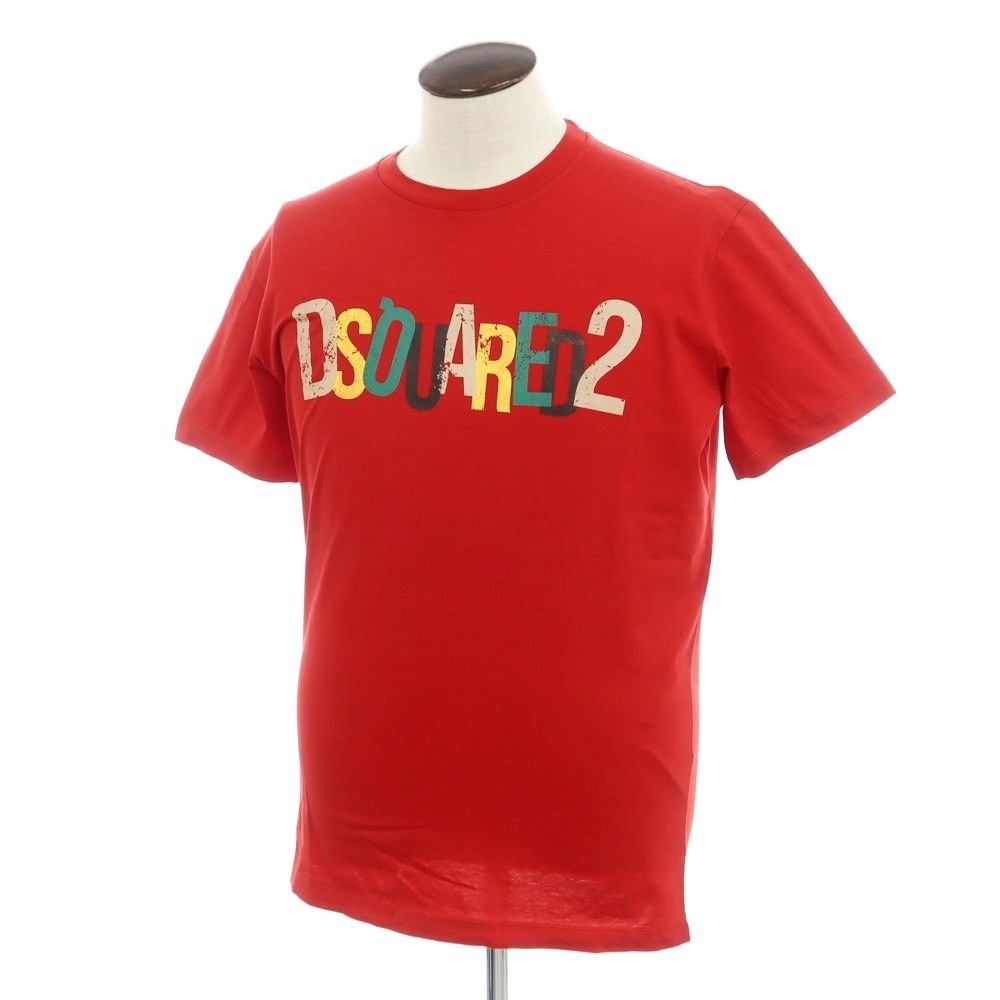 【新品】ディースクエアード DSQUARED2 コットン クルーネック 半袖Tシャツ レッド【サイズL】 APD拍卖