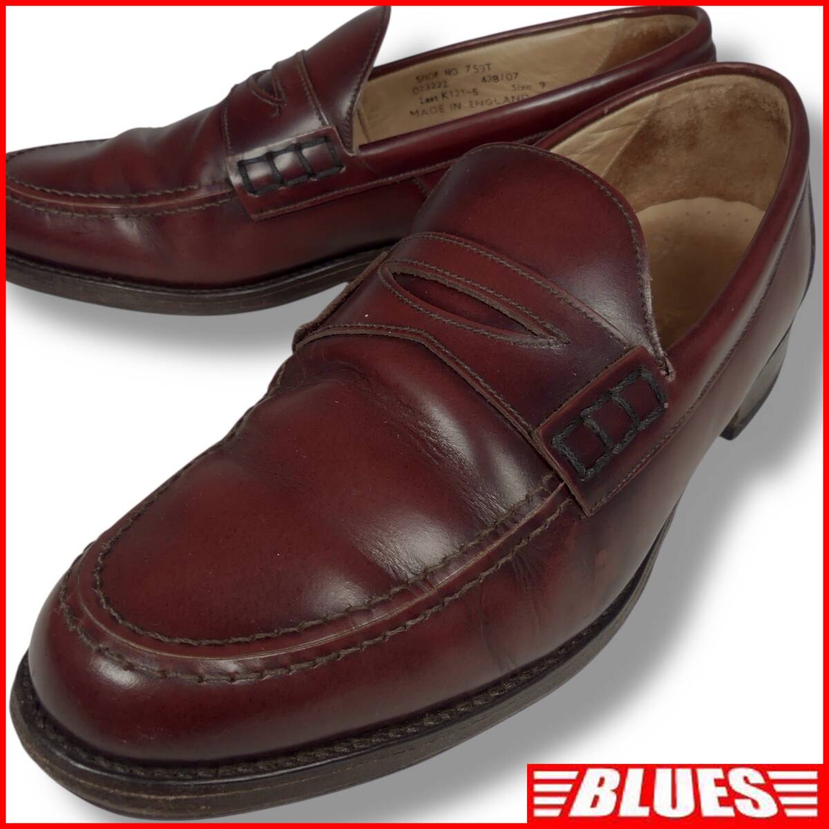 即決★Loake★27.5cm レザーコインローファー ローク 英国製 メンズ UK9 茶 本革 ビジネスシューズ 本皮 スリッポン 革靴拍卖