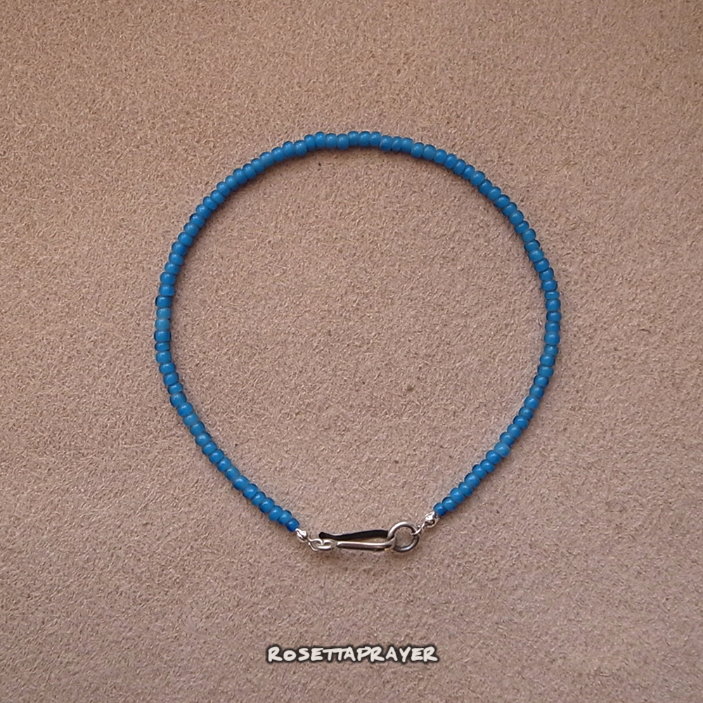 3mm フレンチホワイトハーツビーズ アンクレット -ライトブルー /3mm WHITE HEARTS BEADS ANKLET- LT. BLUE拍卖