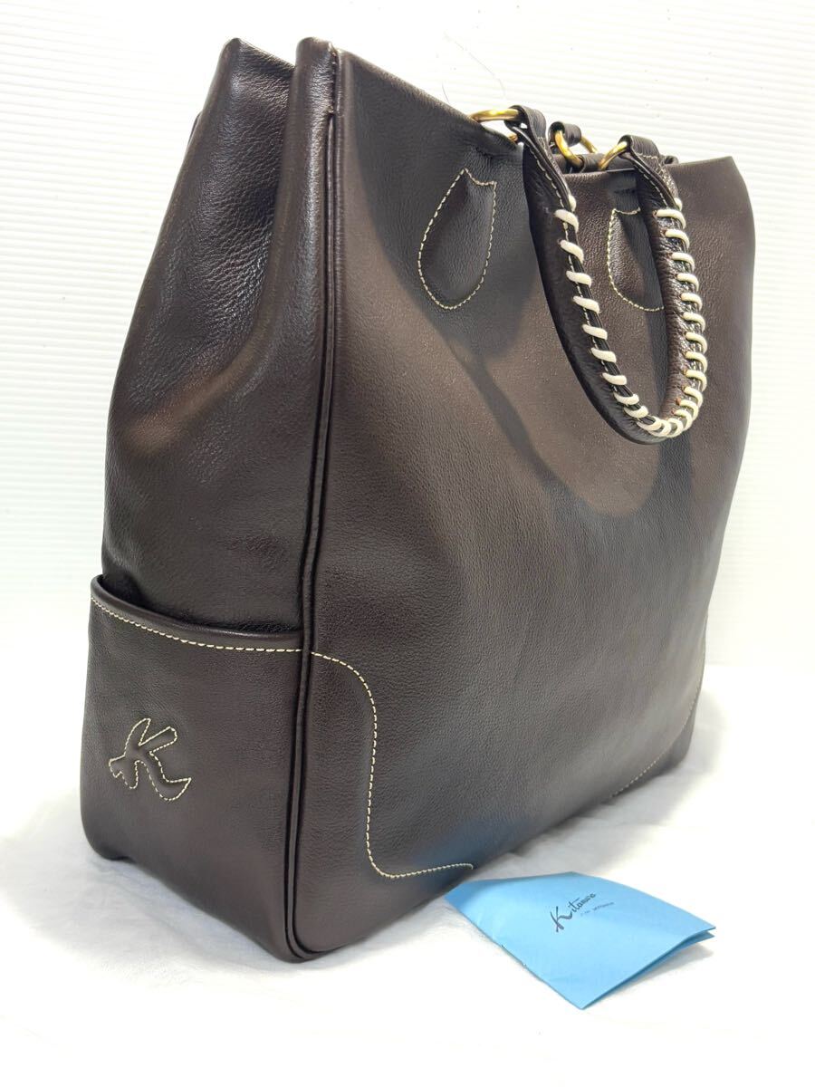 【未使用】キタムラkitamura 本革 トートバッグ 肩掛けビジネスバッグ ハンドバッグ ブラウン 男女兼用拍卖