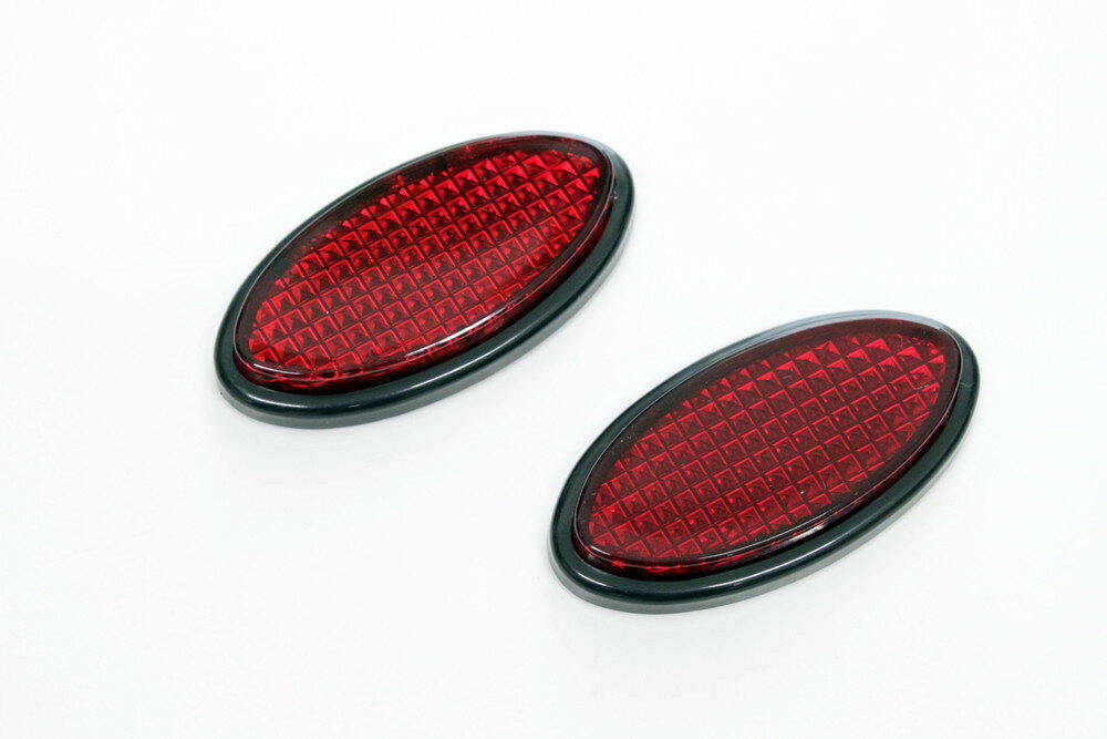 汎用ブラック枠付き リフレクター 小 レッド 赤 黒 フレーム バンパー リア サイド テール エアロ 反射材 反射板 LED は無し カー用品 部品拍卖